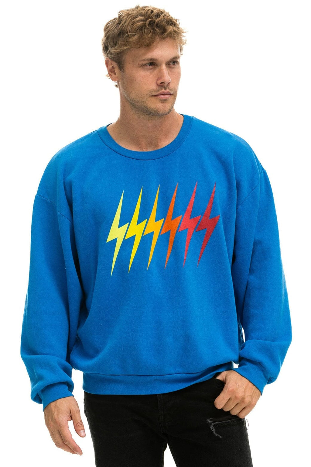 BOLT GRADIENT RELAXED CREW SWEATSHIRT - OCEAN RAINBOW
