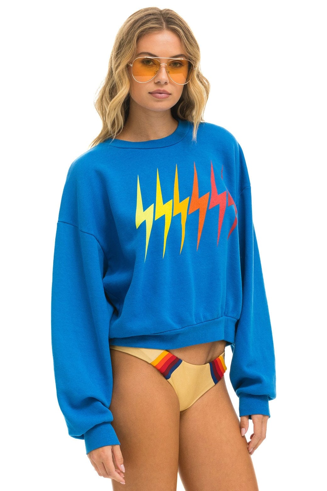 BOLT GRADIENT RELAXED CREW SWEATSHIRT - OCEAN RAINBOW