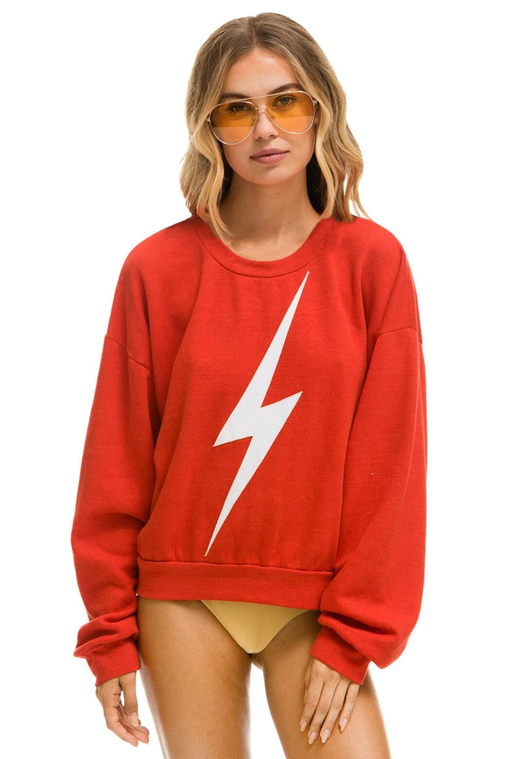 BOLT RELAXED CREW SWEATSHIRT - RED WHITE