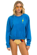 BOLT STITCH RELAXED CREW SWEATSHIRT - OCEAN NEON YELLOW