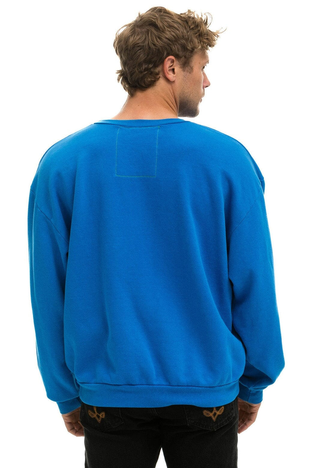 BOLT STITCH RELAXED CREW SWEATSHIRT - OCEAN NEON YELLOW