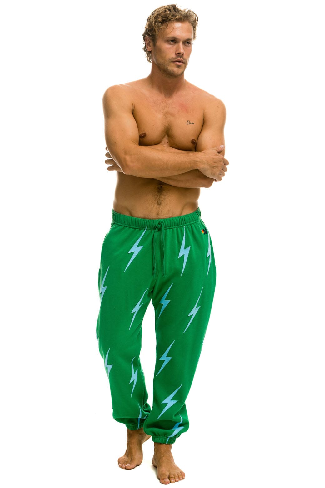 BOLT STITCH REPEAT SWEATPANTS - KELLY GREEN BLUE