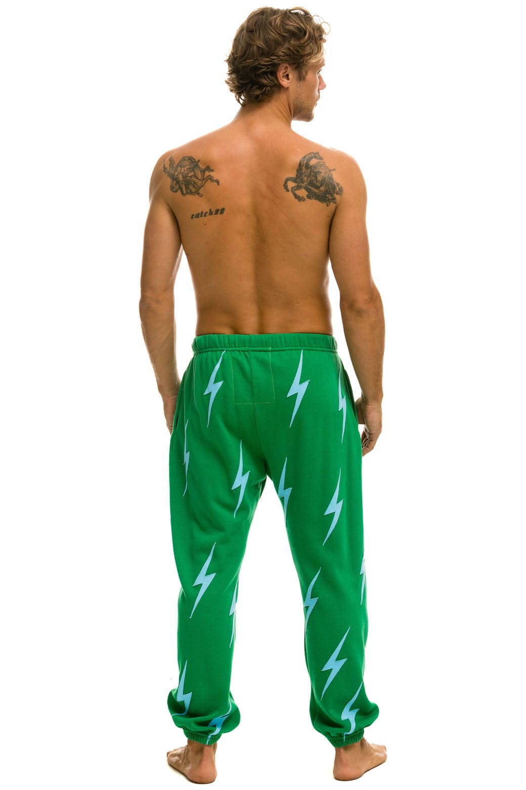 BOLT STITCH REPEAT SWEATPANTS - KELLY GREEN BLUE