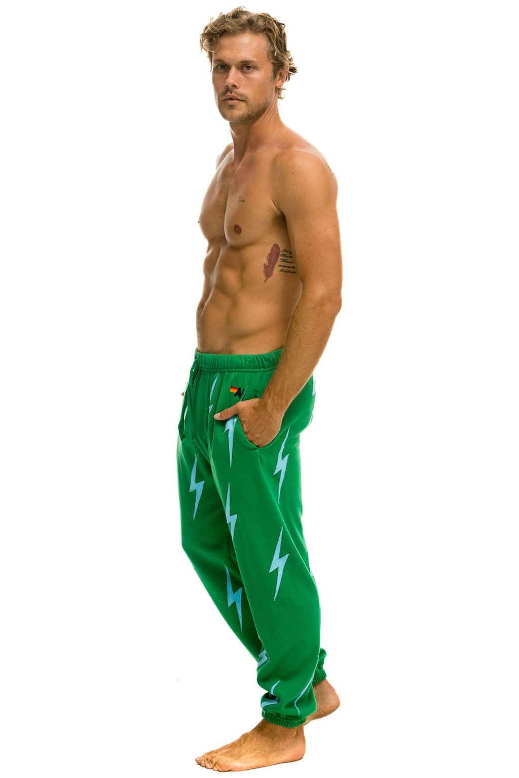 BOLT STITCH REPEAT SWEATPANTS - KELLY GREEN BLUE