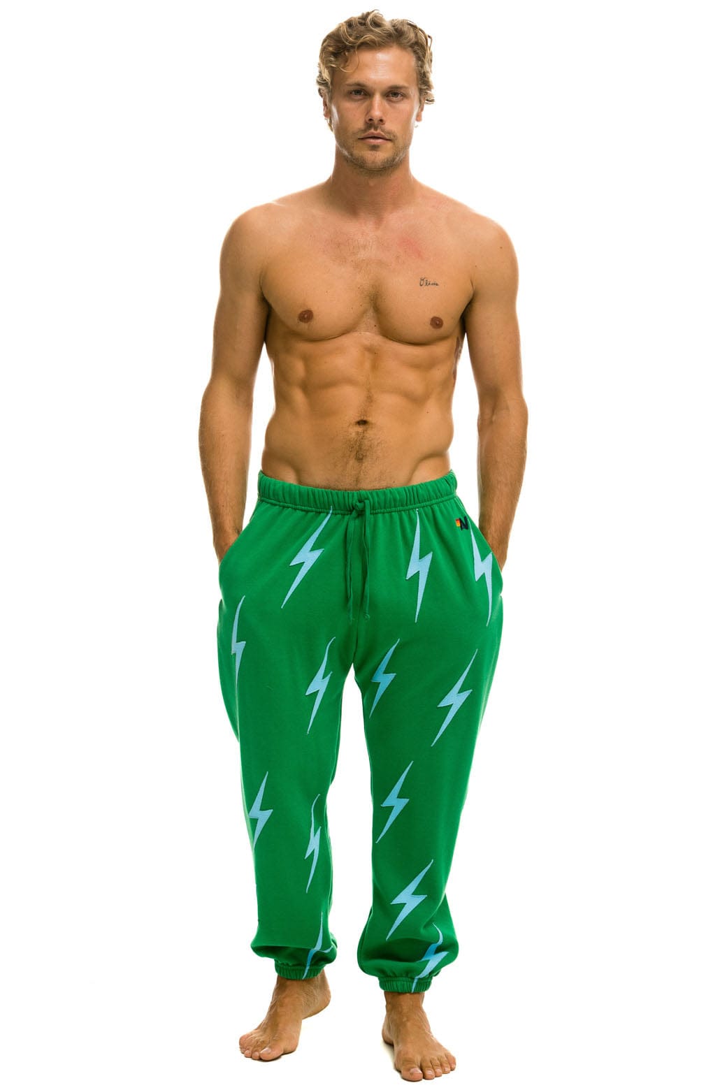 BOLT STITCH REPEAT SWEATPANTS - KELLY GREEN BLUE