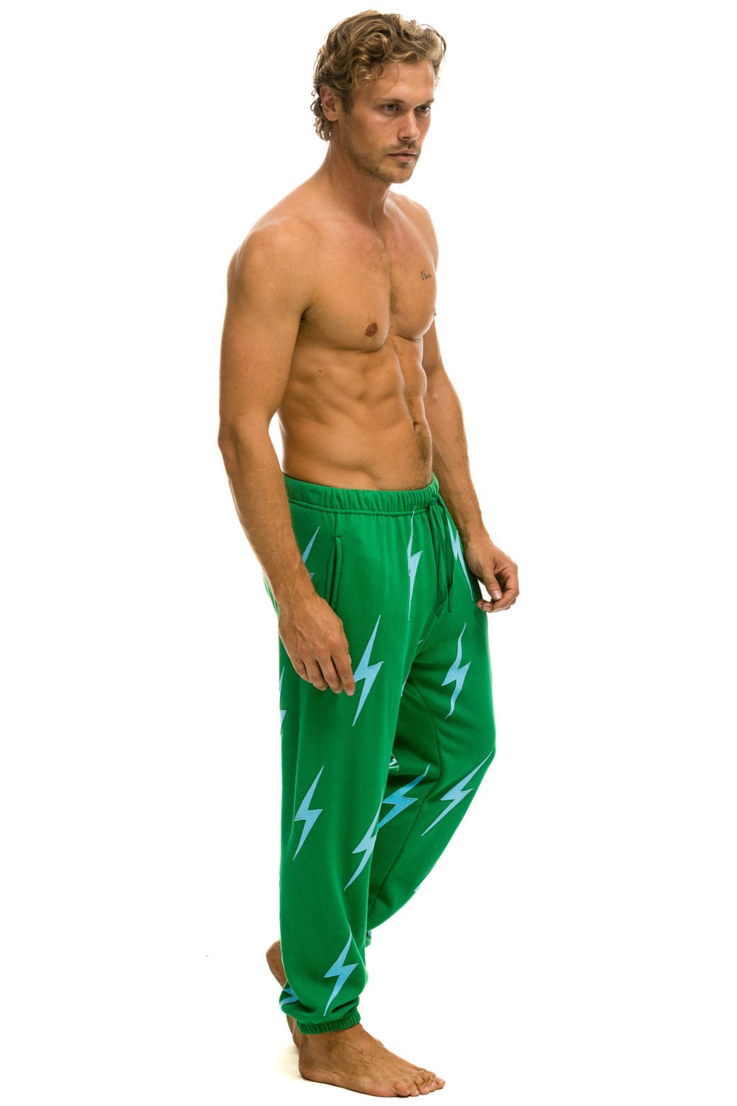 BOLT STITCH REPEAT SWEATPANTS - KELLY GREEN BLUE