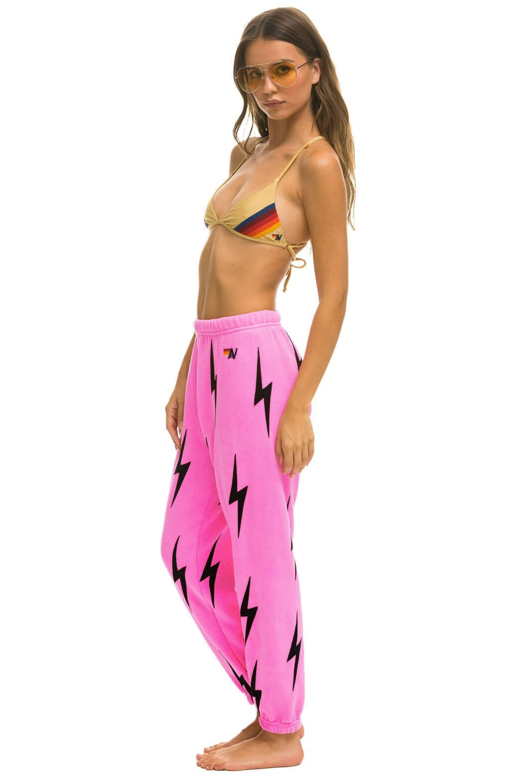 BOLT STITCH REPEAT SWEATPANTS - NEON PINK BLACK