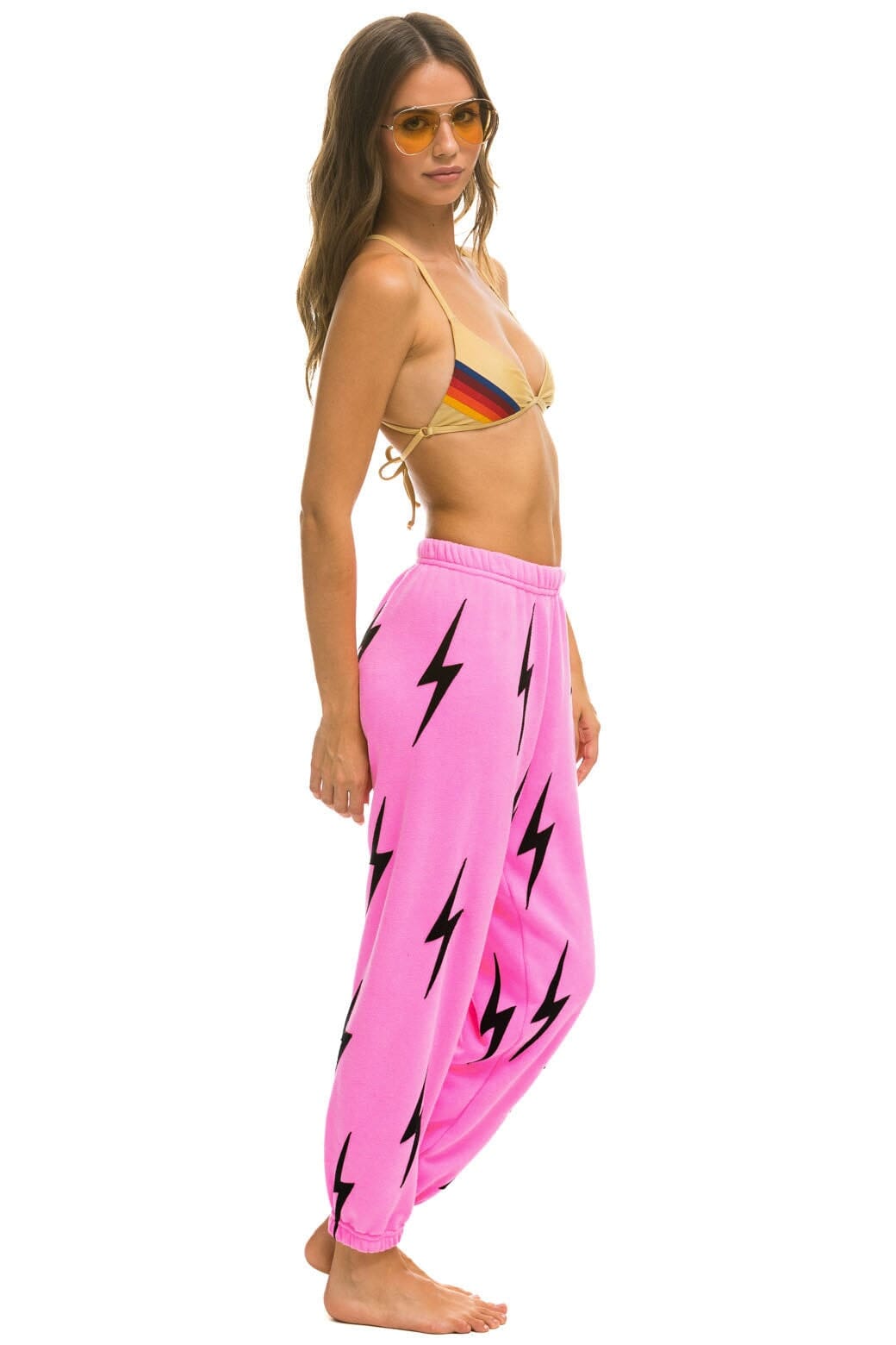BOLT STITCH REPEAT SWEATPANTS - NEON PINK BLACK