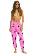 BOLT STITCH REPEAT SWEATPANTS - NEON PINK BLACK