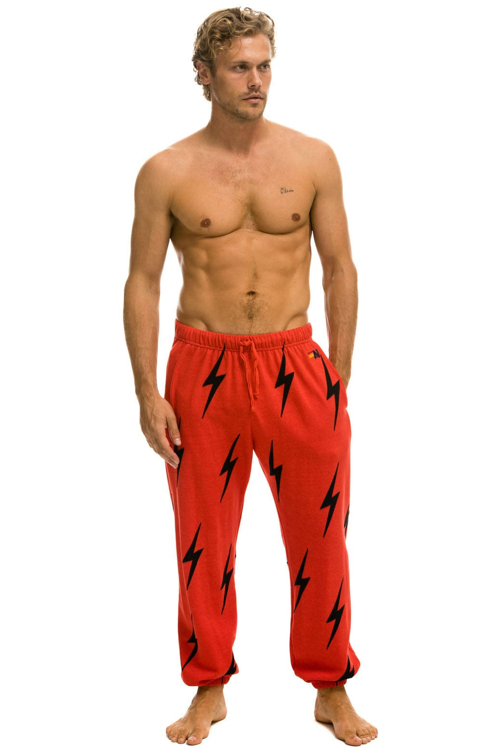 BOLT STITCH REPEAT SWEATPANTS - RED BLACK