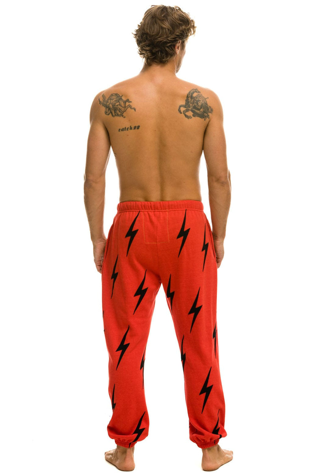 BOLT STITCH REPEAT SWEATPANTS - RED BLACK