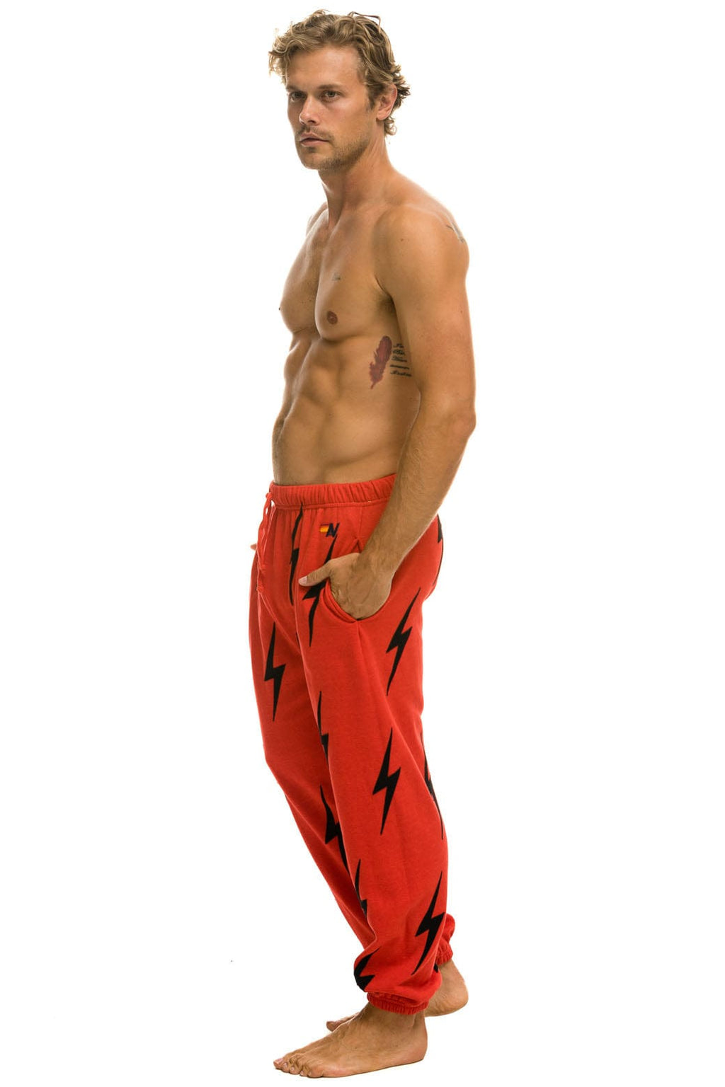 BOLT STITCH REPEAT SWEATPANTS - RED BLACK
