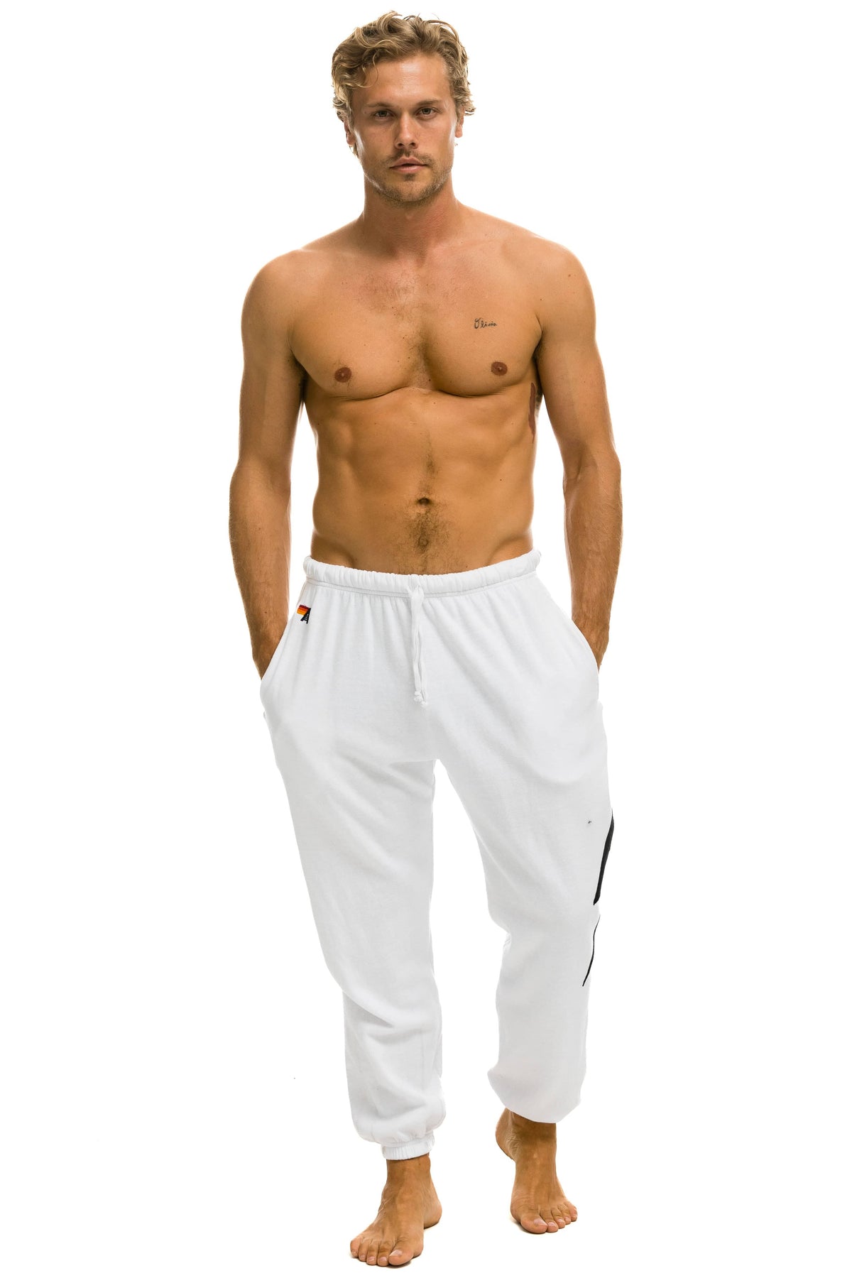 BOLT STITCH SWEATPANTS - WHITE BLACK