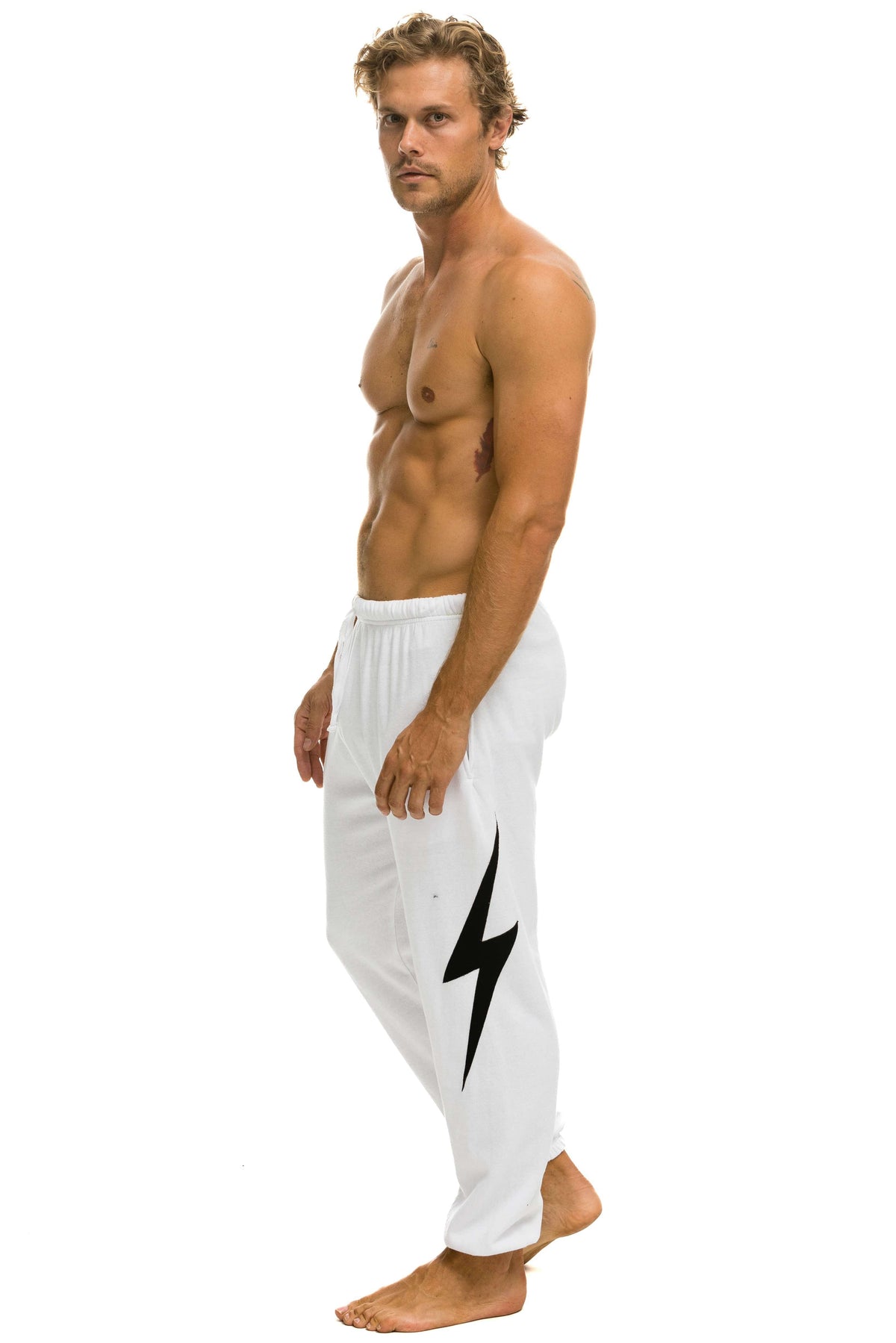 BOLT STITCH SWEATPANTS - WHITE BLACK