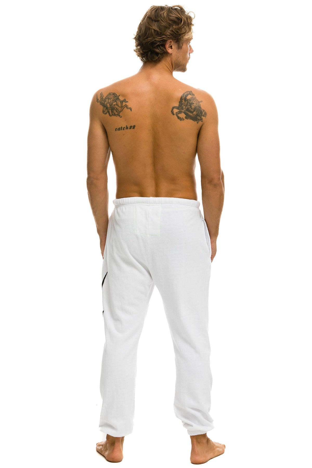 BOLT STITCH SWEATPANTS - WHITE BLACK