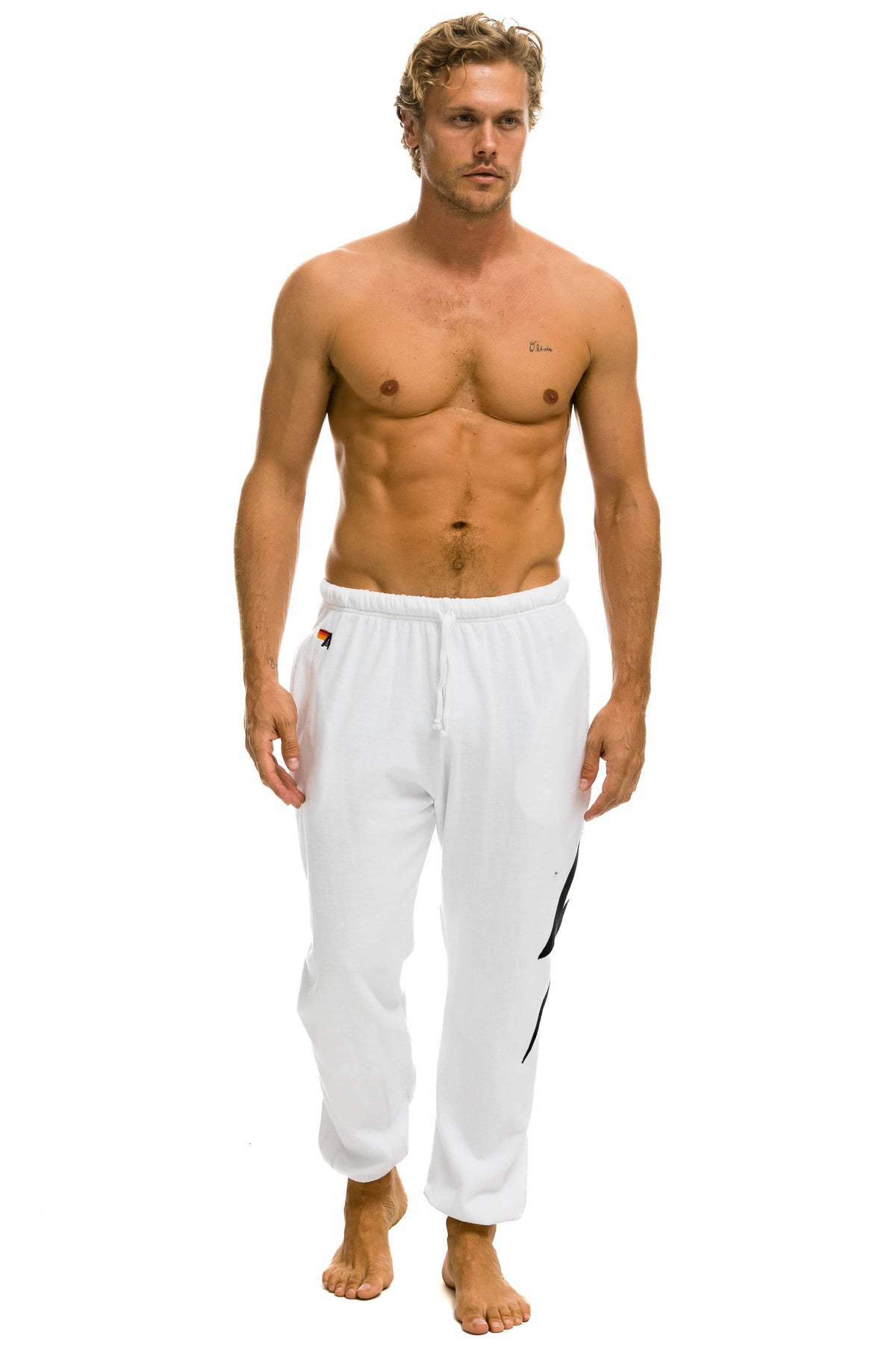 BOLT STITCH SWEATPANTS - WHITE BLACK