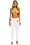 BOLT STITCH JOGGER SWEATPANTS - WHITE NEON PINK
