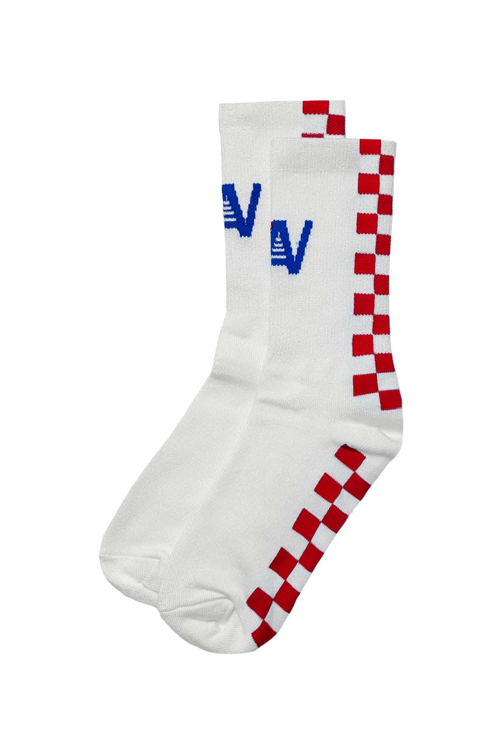 CHECKERED SOCK - WHITE RED