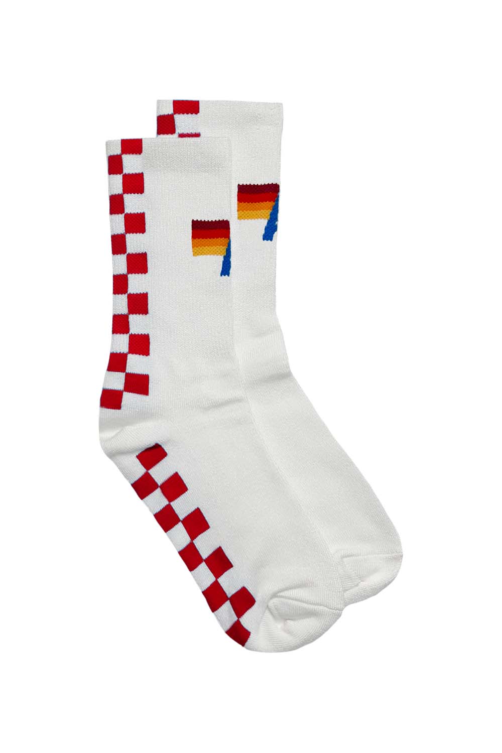 CHECKERED SOCK - WHITE RED