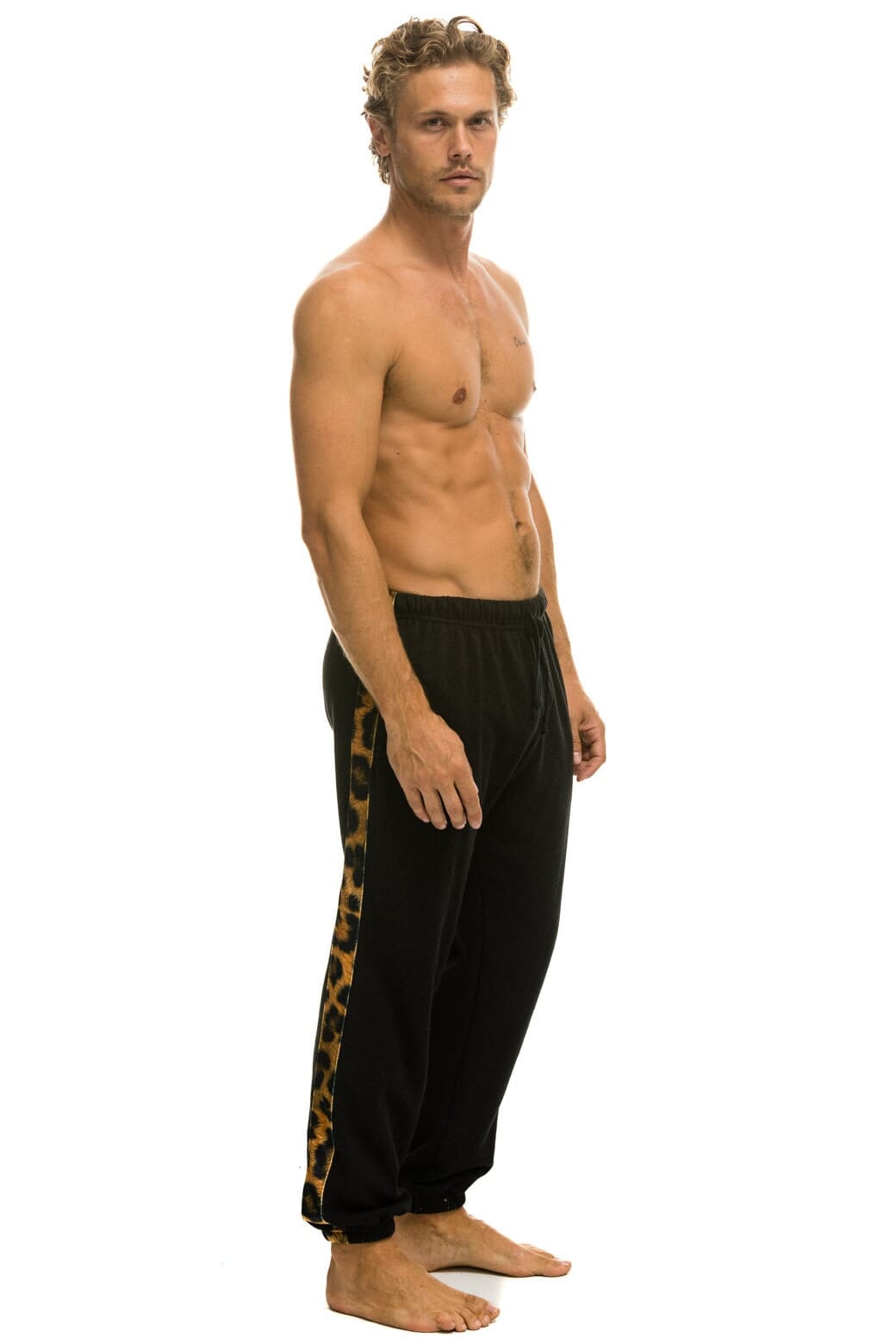 CHEETAH STRIPE SWEATPANTS - BLACK CHEETAH