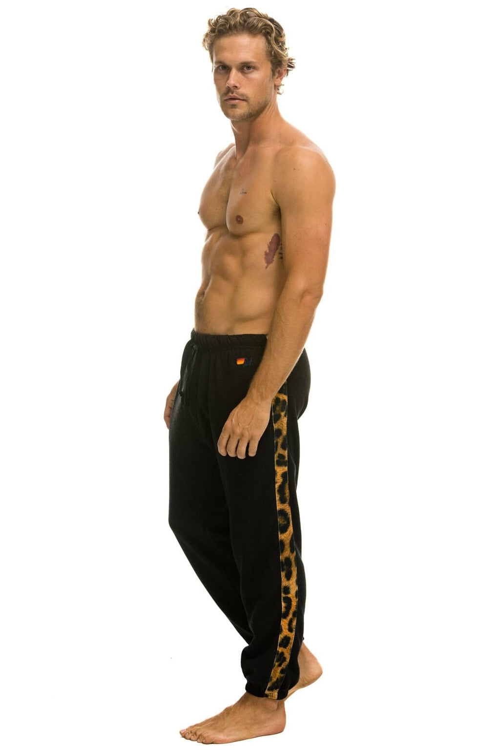 CHEETAH STRIPE SWEATPANTS - BLACK CHEETAH