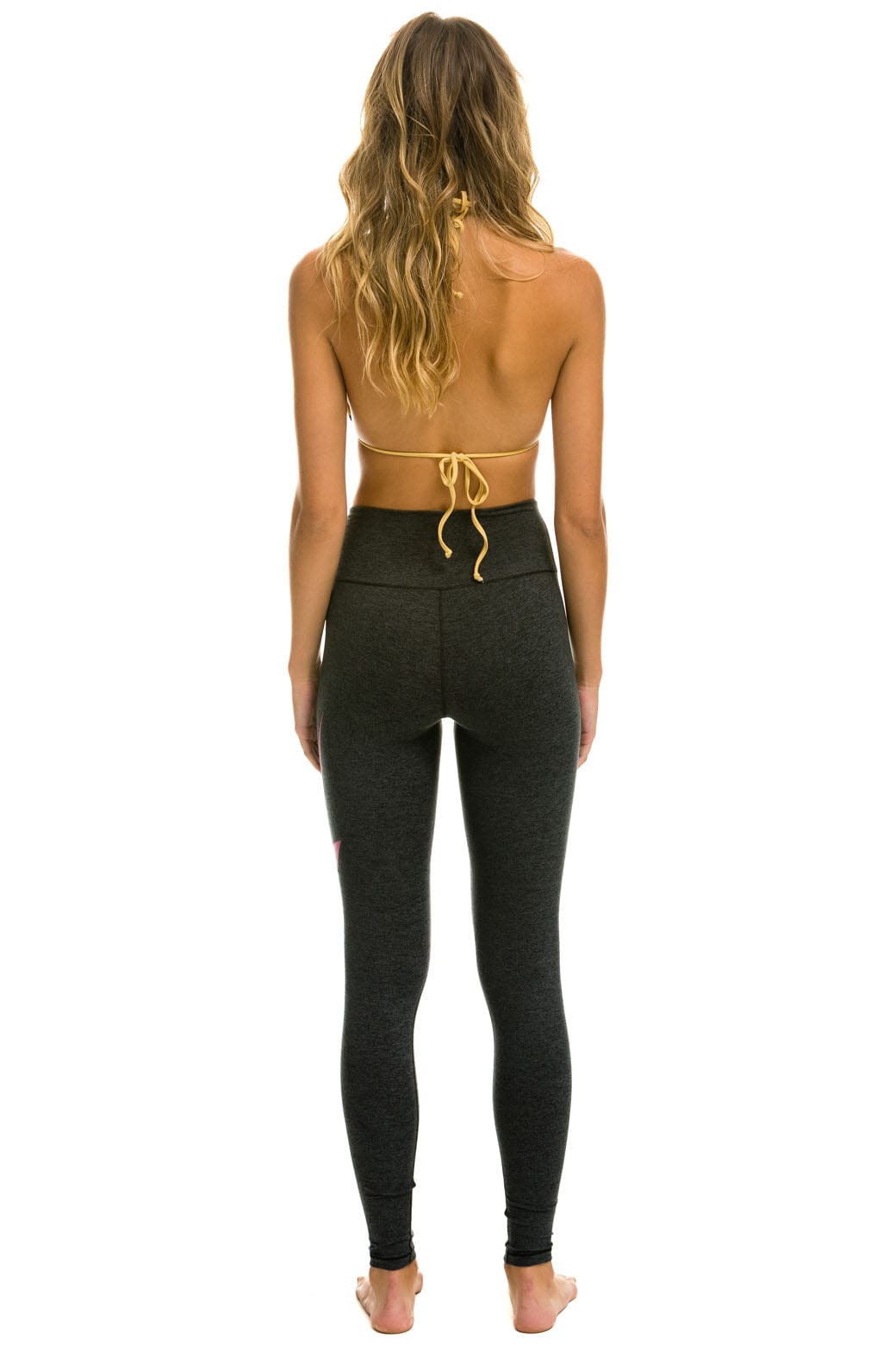 FULL LENGTH HI-RISE BOLT LEGGINGS - CHARCOAL NEON PINK