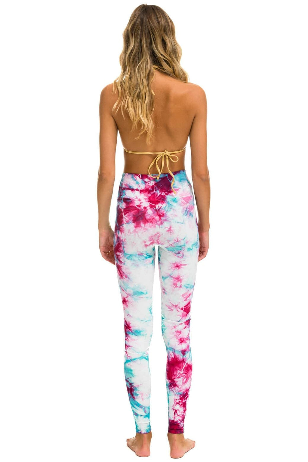 HAND DYED FULL LENGTH HI-RISE LEGGINGS - TIE DYE TURQUOISE