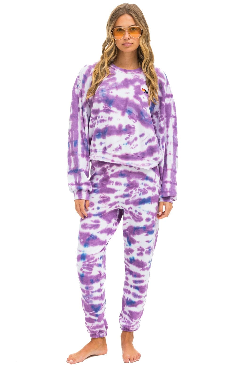 HAND DYED RELAXED CREW SWEATSHIRT - TIE DYE MAGENTA