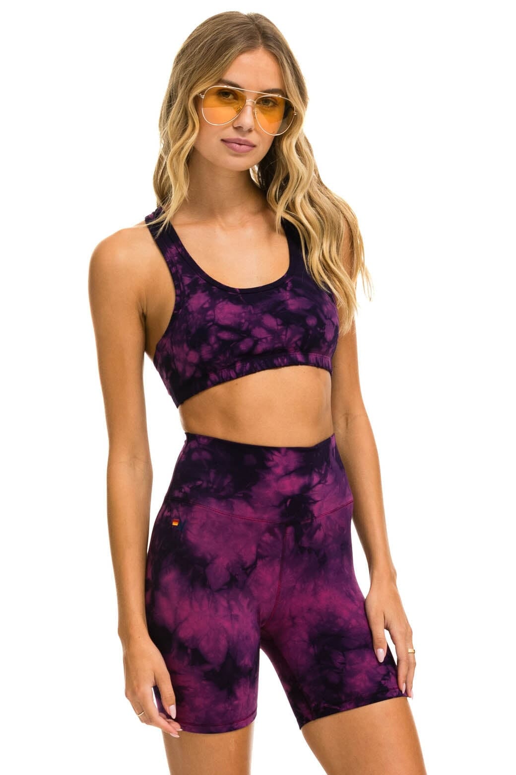 HAND DYED SPORTS BRA - TIE DYE CRYSTAL ROSE