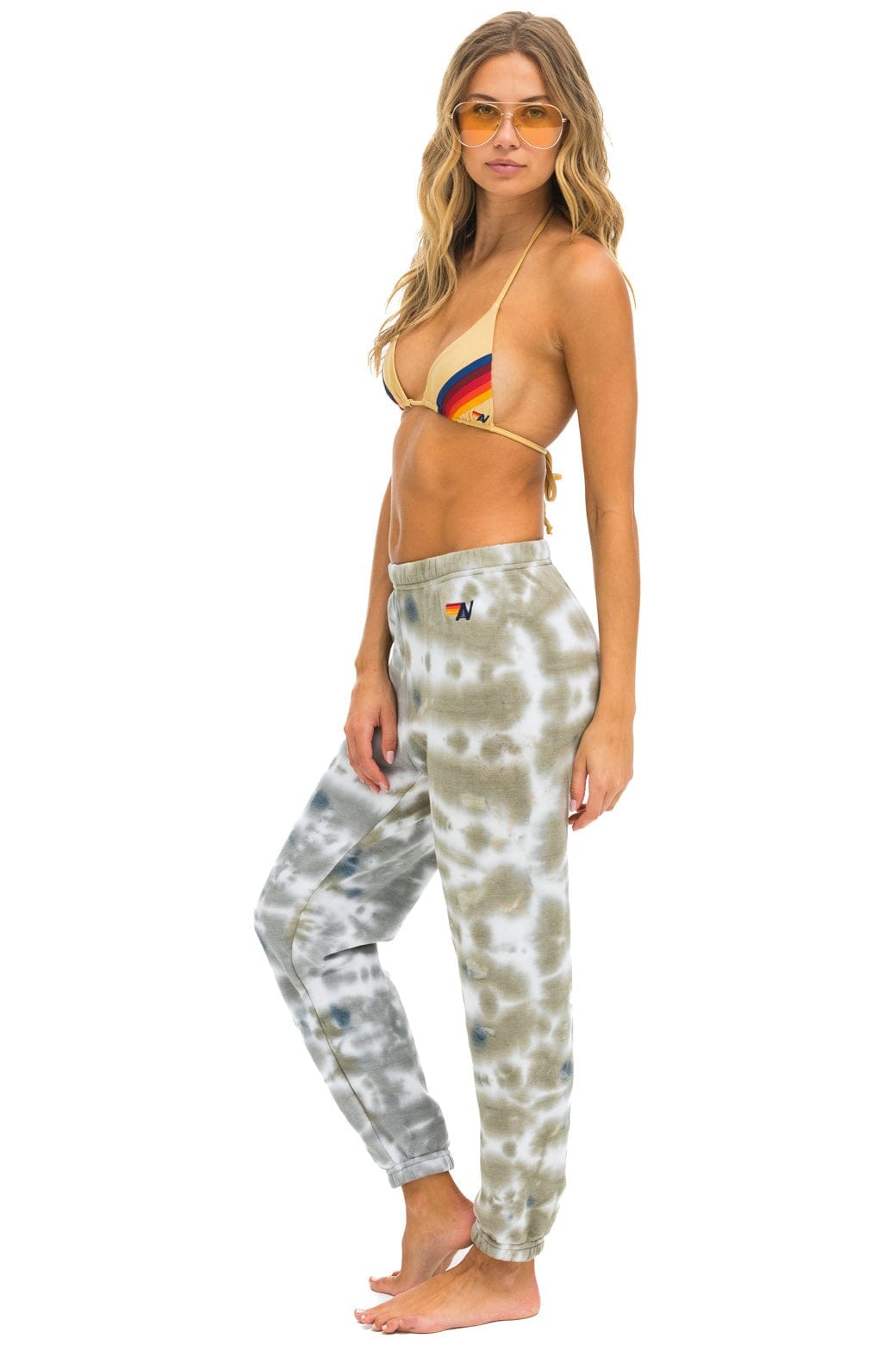 HAND DYED SWEATPANTS - TIE DYE GREY OLIVE