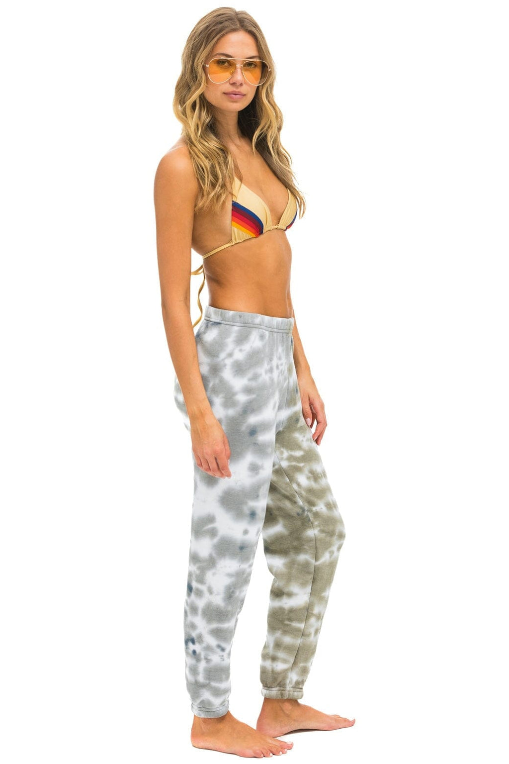 HAND DYED SWEATPANTS - TIE DYE GREY OLIVE