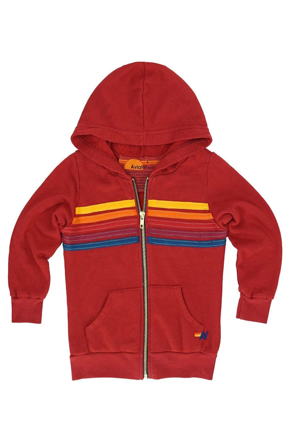 KIDS 5 STRIPE HOODIE - RED