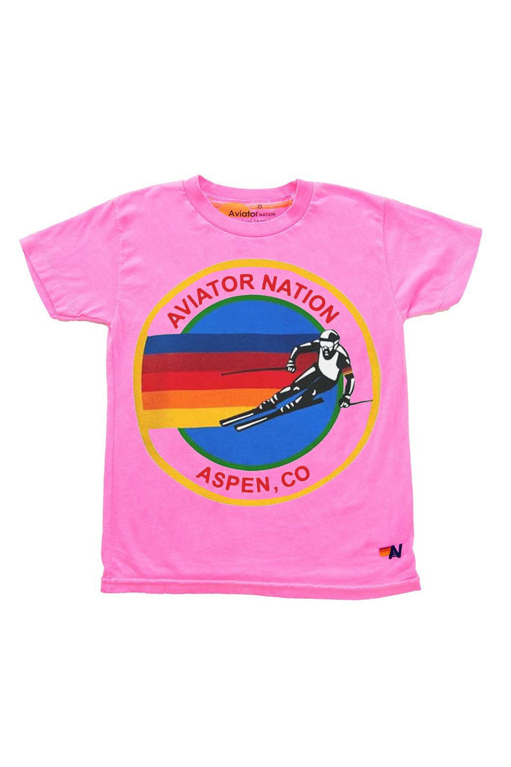 KIDS AVIATOR NATION ASPEN TEE - NEON PINK