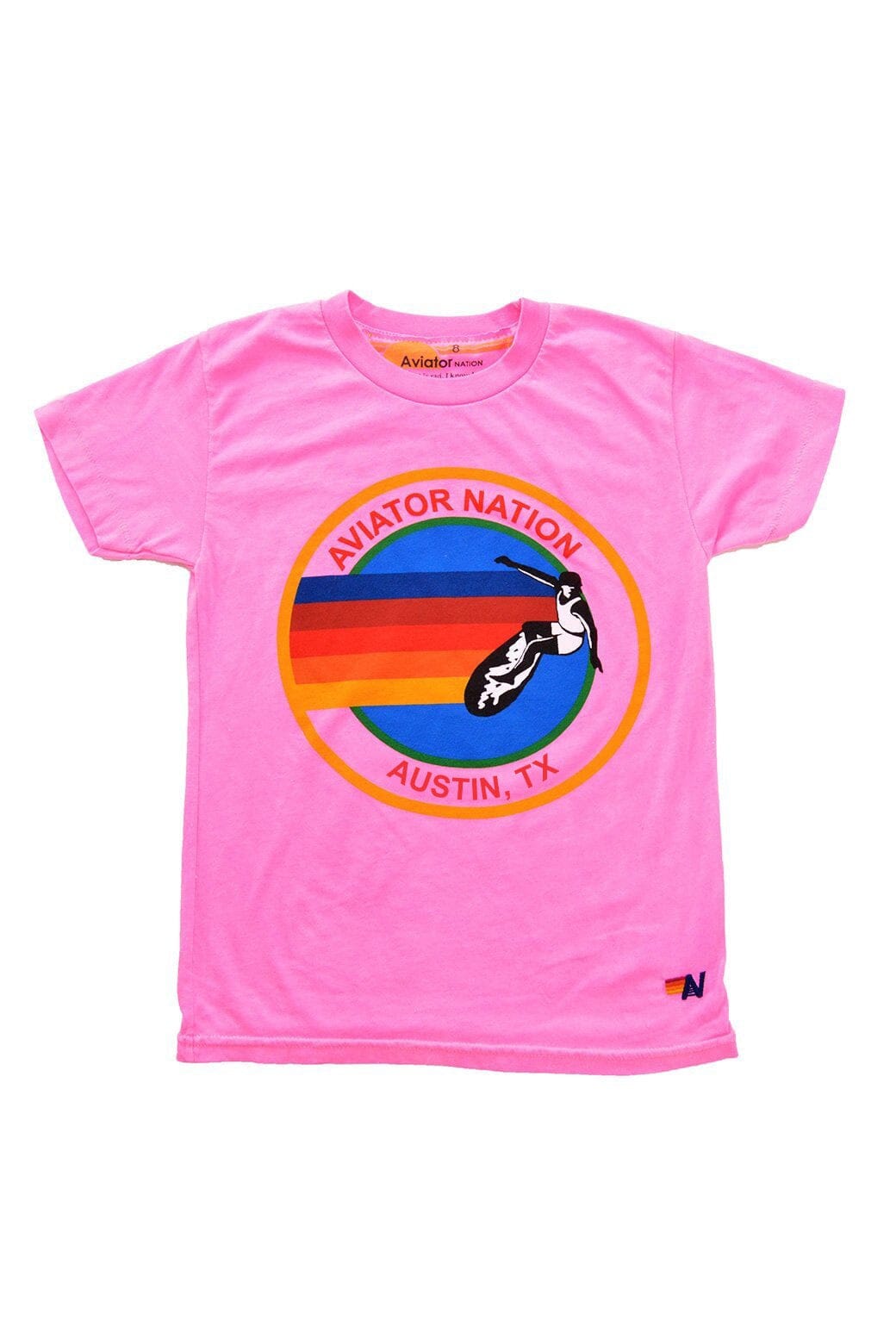 KIDS AVIATOR NATION AUSTIN TEE - NEON PINK