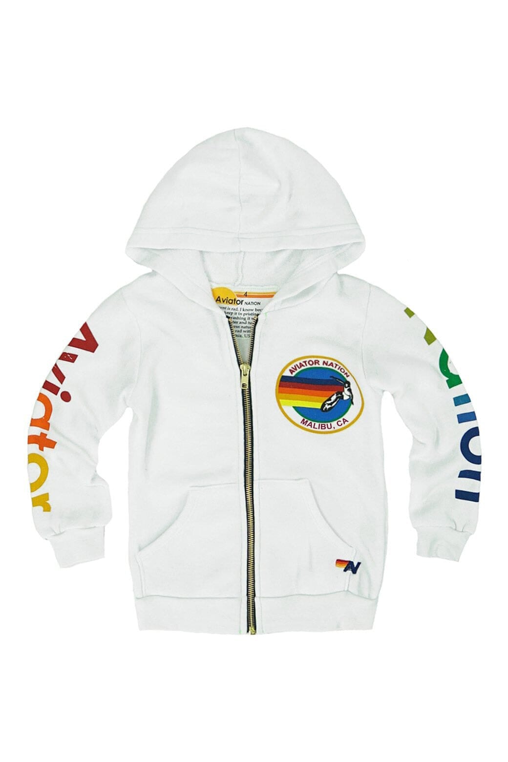 KIDS AVIATOR NATION MALIBU ZIP HOODIE - WHITE