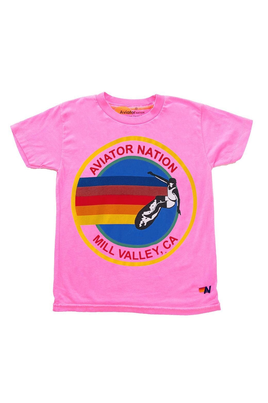 KIDS AVIATOR NATION MILL VALLEY TEE - NEON PINK