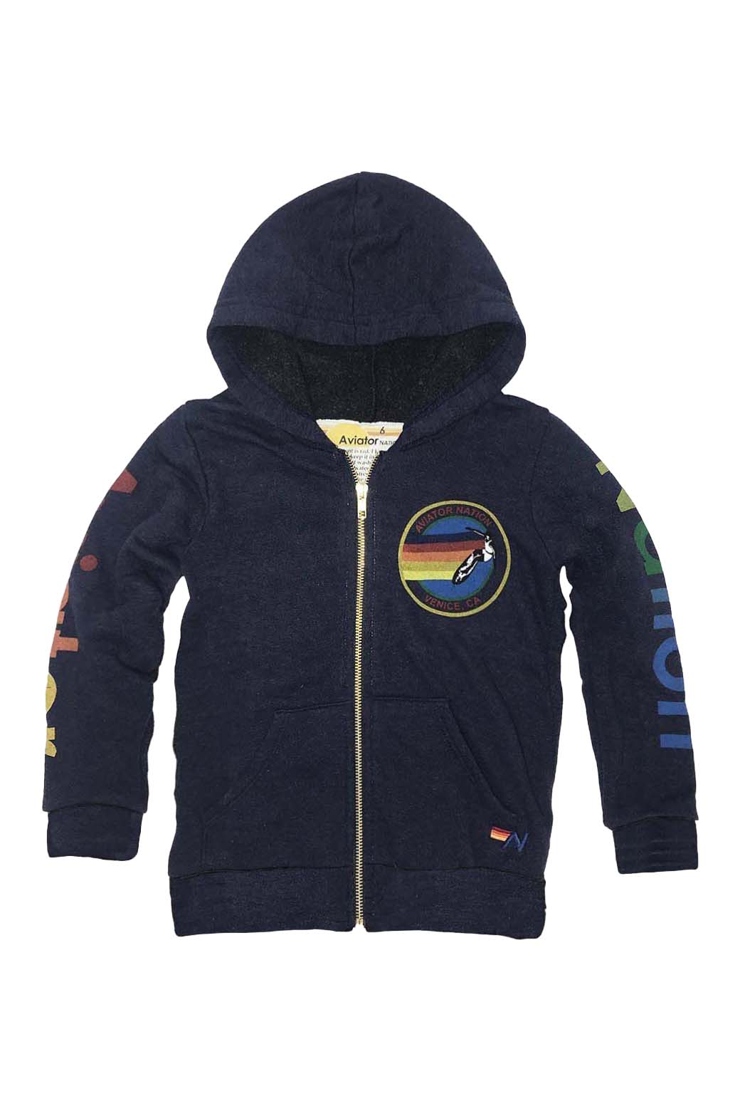 KIDS AVIATOR NATION VENICE ZIP HOODIE - NAVY