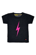 KIDS BOLT TEE - BLACK NEON PINK