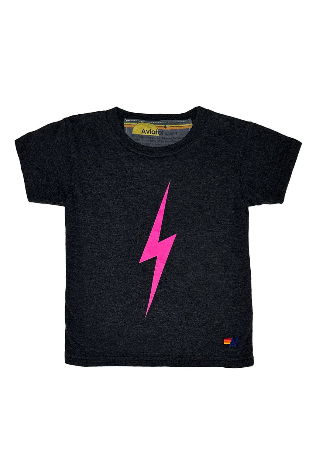 KIDS BOLT TEE - BLACK NEON PINK