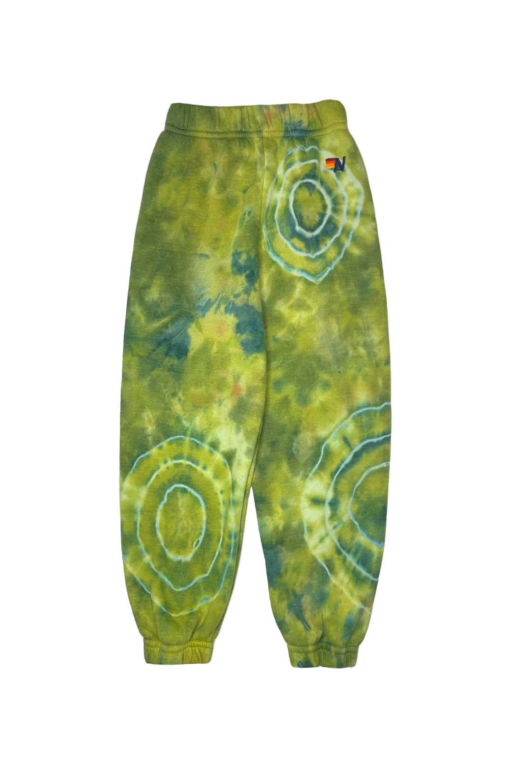KIDS HAND DYED SWEATPANTS - TIE DYE GREEN YELLOW