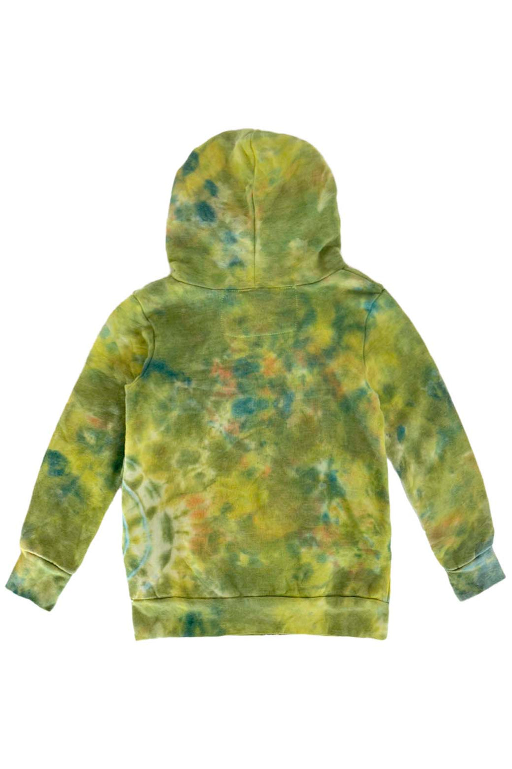 KIDS HAND DYED ZIP HOODIE - TIE DYE GREEN YELLOW
