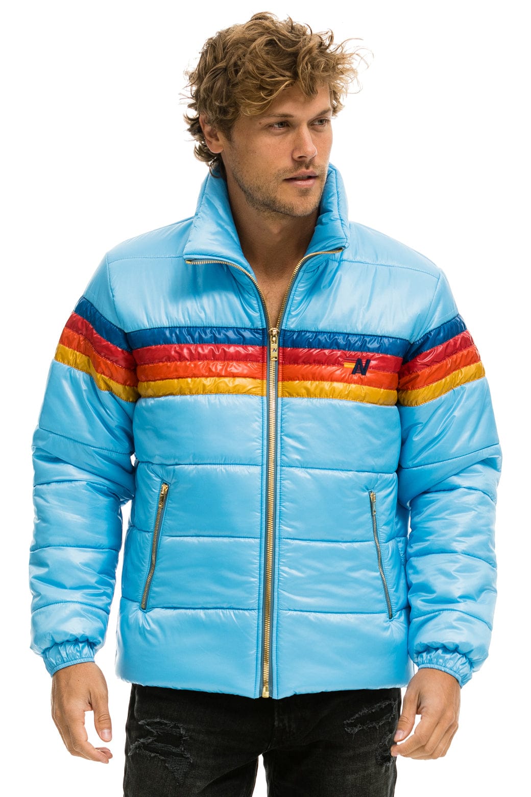 4 STRIPE LUXE TRAVELER JACKET - GLOSSY SKY