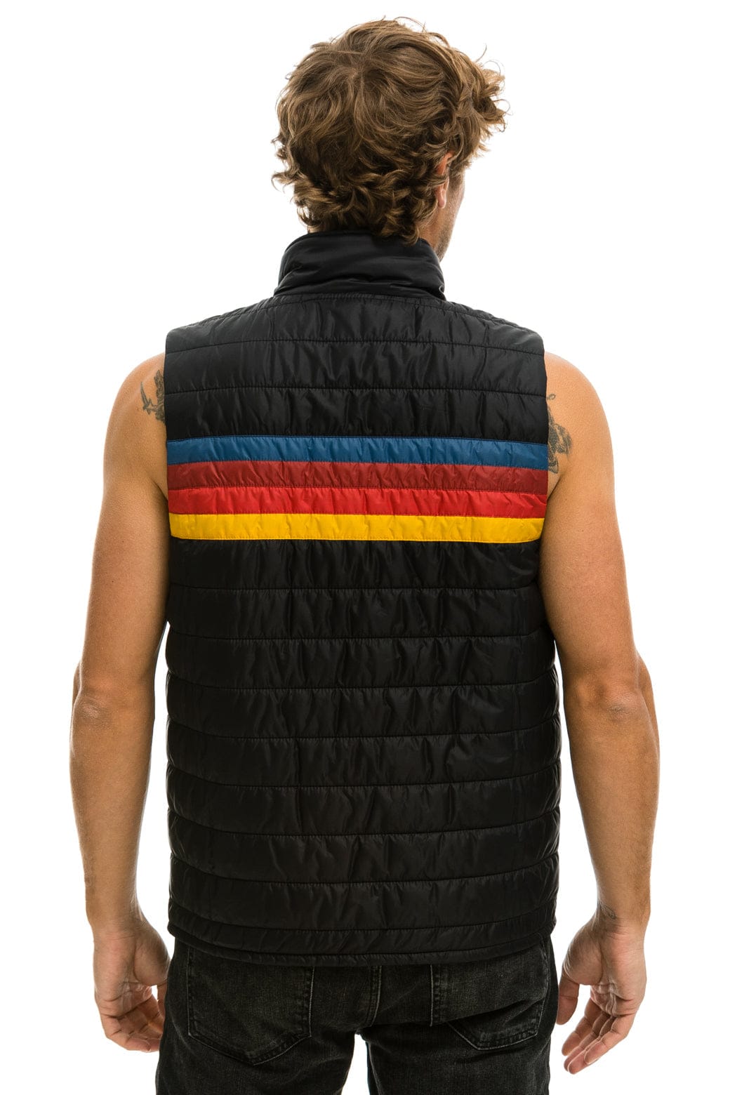 MENS 4 STRIPE VEST - BLACK