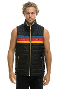 MENS 4 STRIPE VEST SHERPA - BLACK