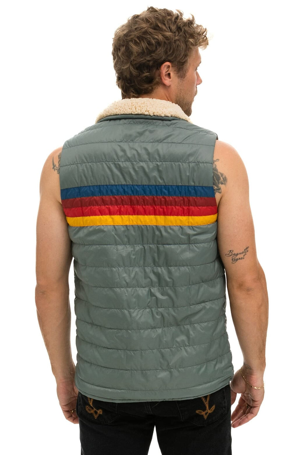 MENS 4 STRIPE VEST SHERPA - SEDONA