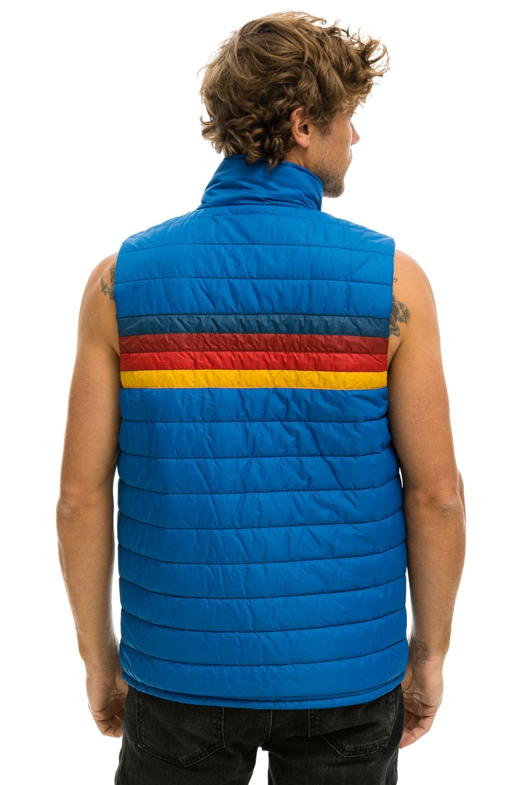 MENS 4 STRIPE VEST - SNORKEL BLUE