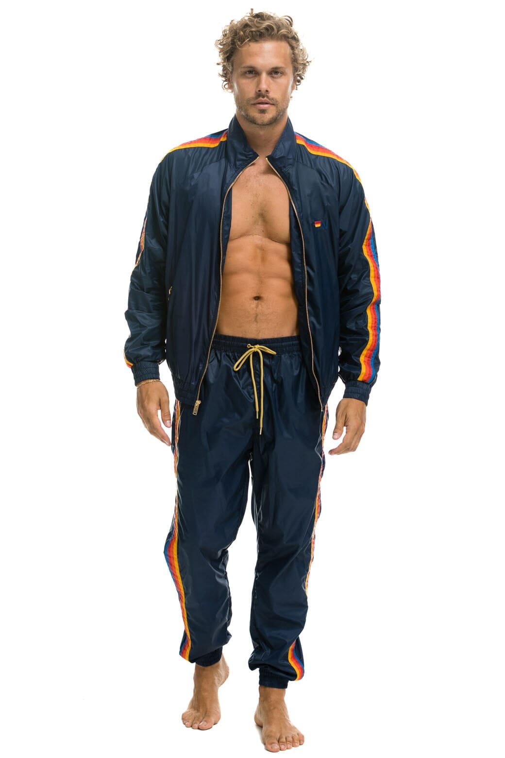 MENS 4 STRIPE WIND PANT - NAVY