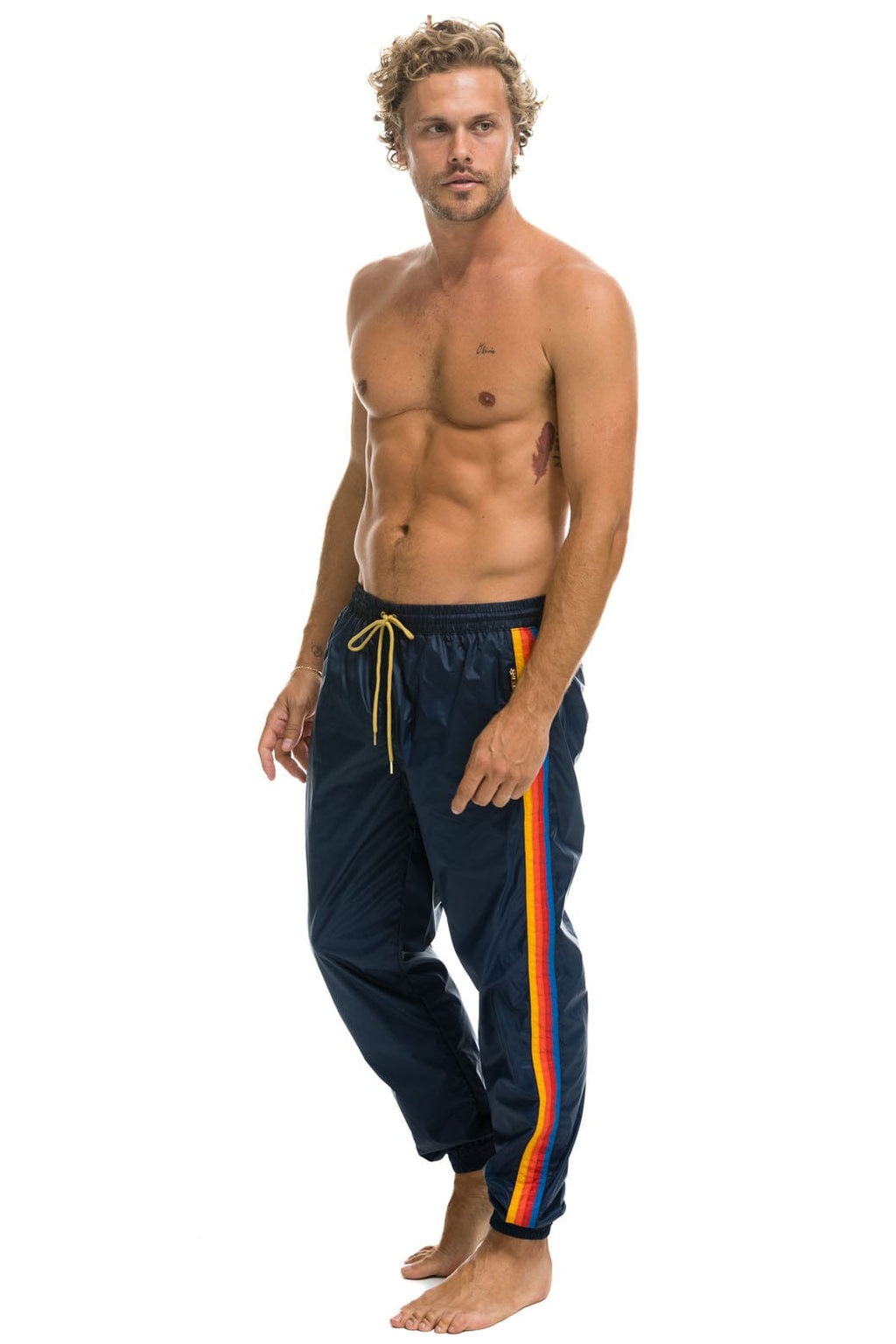 MENS 4 STRIPE WIND PANT - NAVY