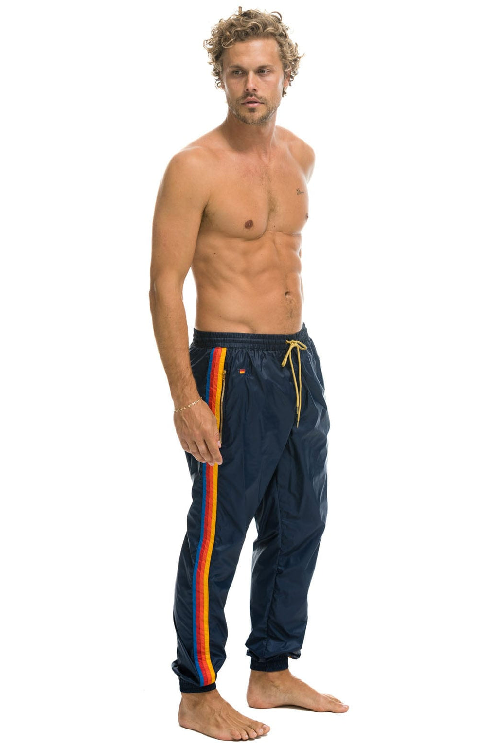 MENS 4 STRIPE WIND PANT - NAVY