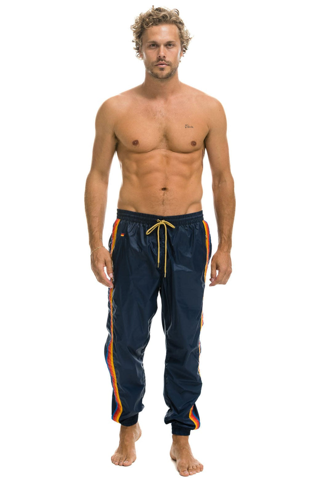 MENS 4 STRIPE WIND PANT - NAVY